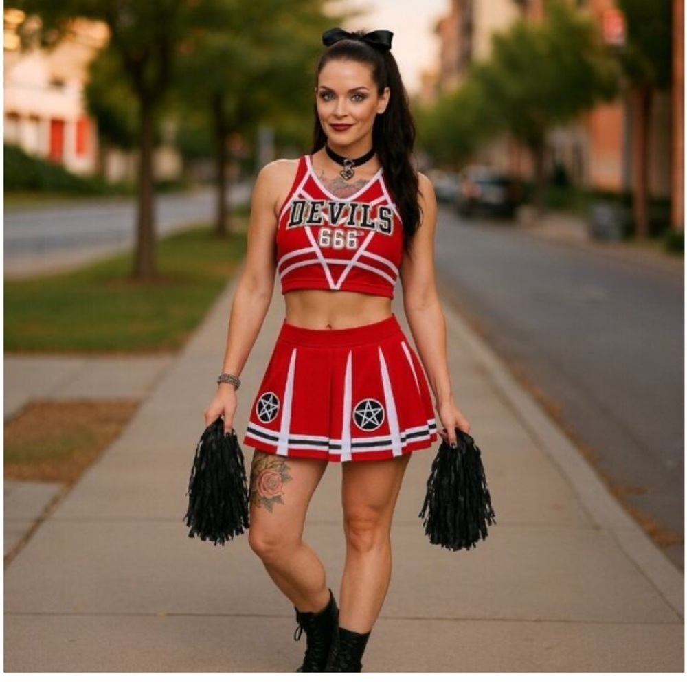 Dolls Kill Trickz N' Treatz Satan's Cheerleader Costume Set NEW